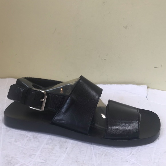 Burberry NEW Leather Strap Buckle Minimalist  Sandals Flats Shoes Unisex Black - Picture 2 of 16